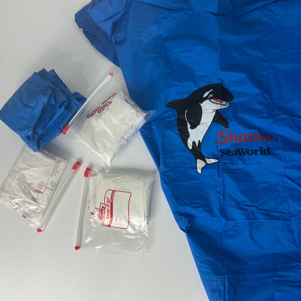 SeaWorld Vintage Ponchos Lot of 5 Shamu & Cherokee NC Souvenir Rain Gear